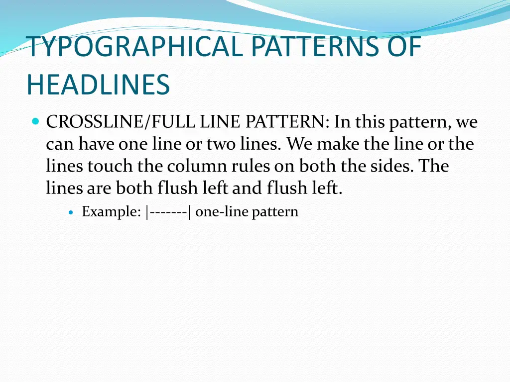 typographical patterns of headlines