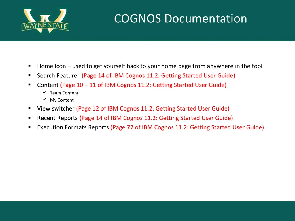 cognos documentation