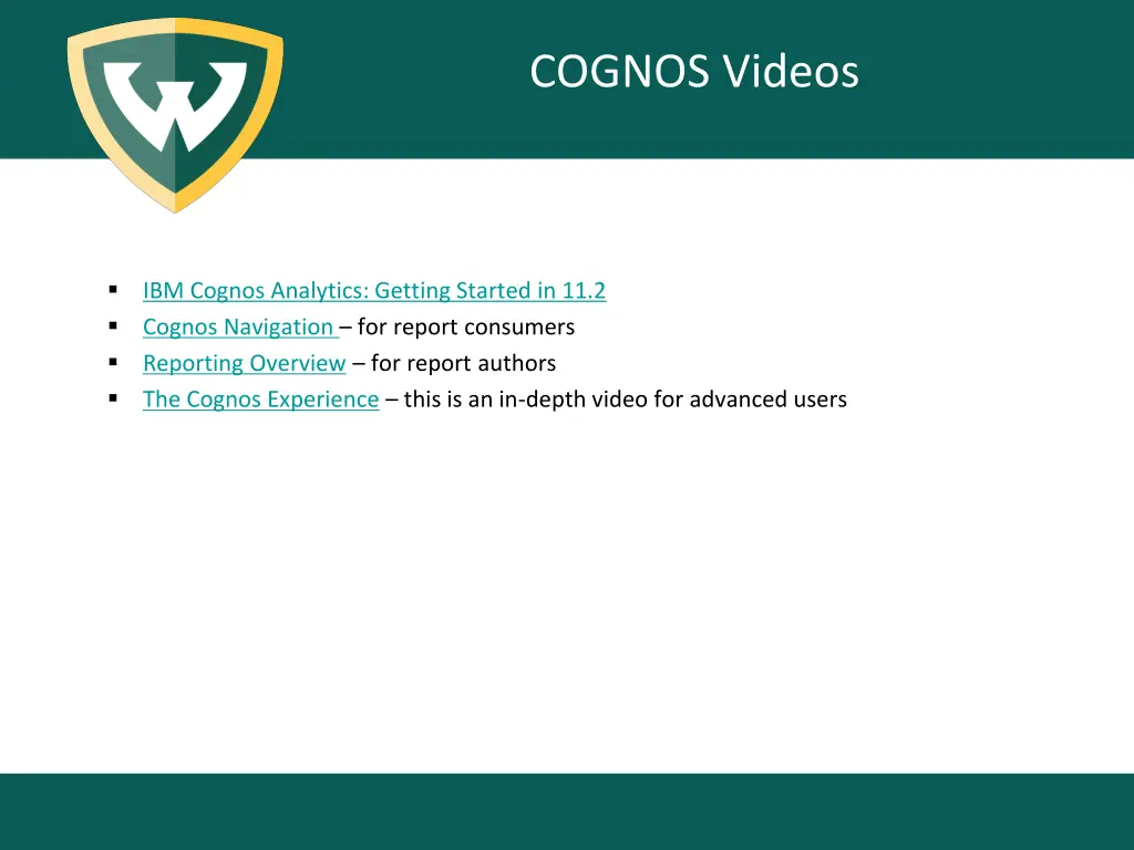 cognos videos