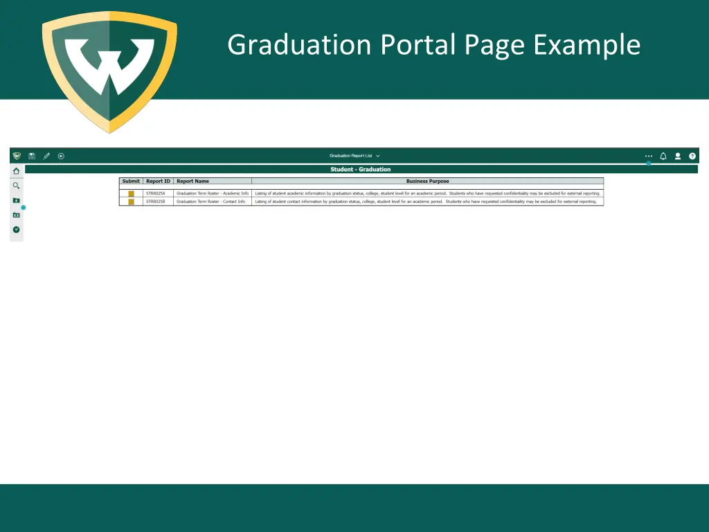 graduation portal page example