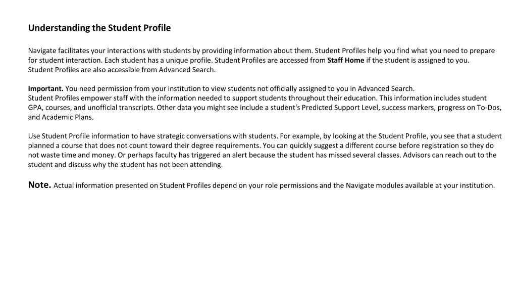 understanding the student profile