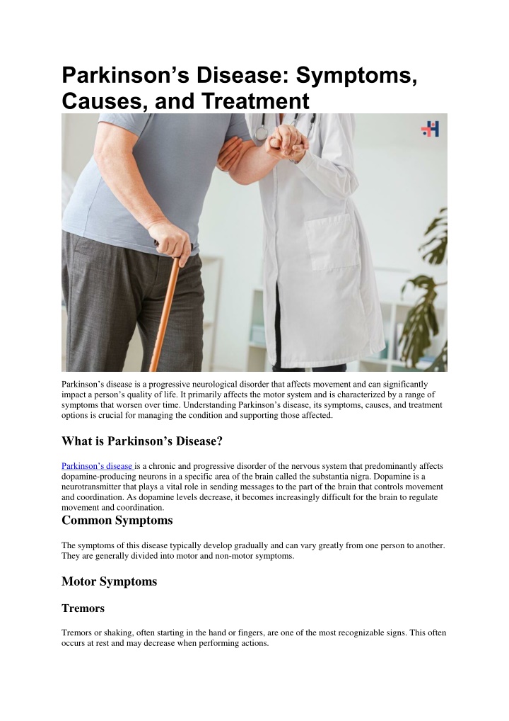 parkinson s disease symptoms causes and treatment