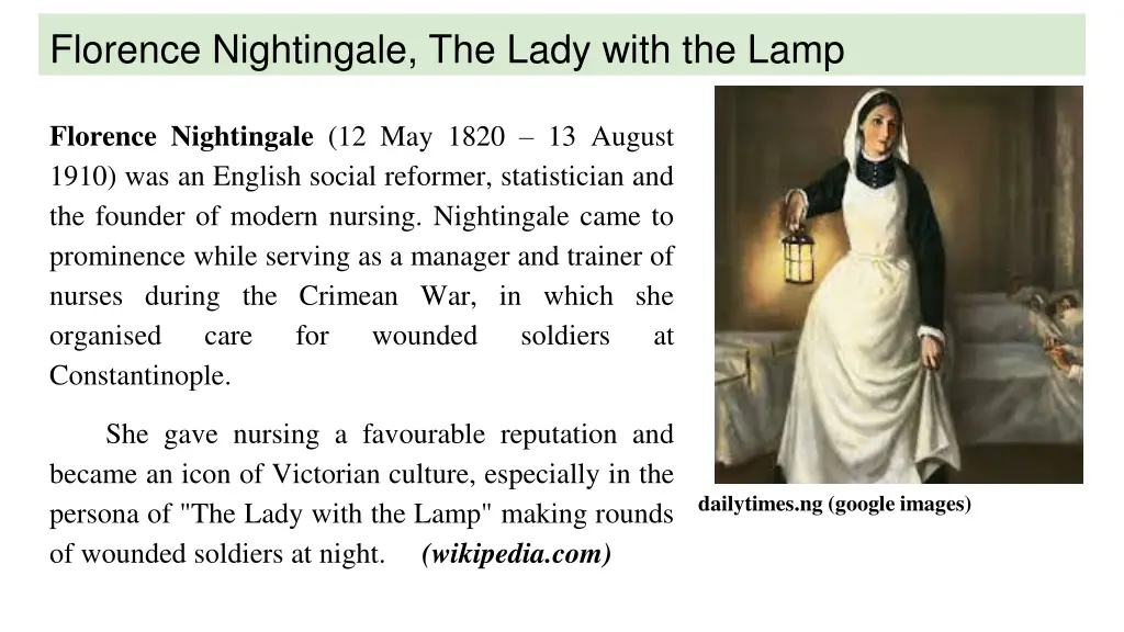 florence nightingale the lady with the lamp