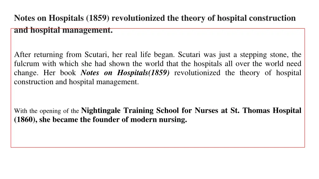 notes on hospitals 1859 revolutionized the theory