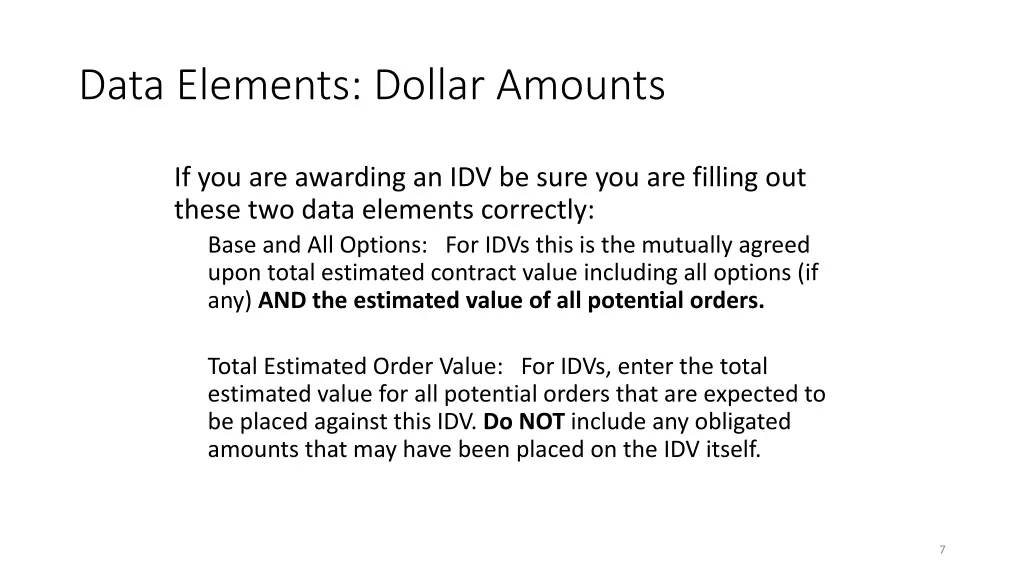 data elements dollar amounts 1