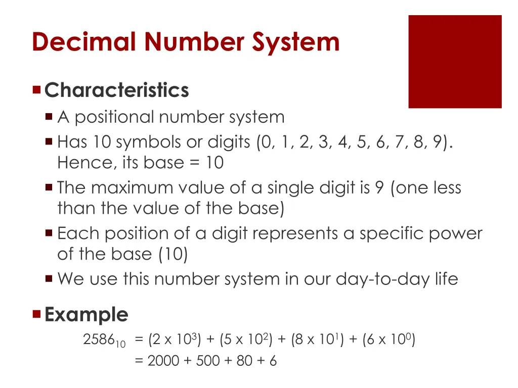 decimal number system