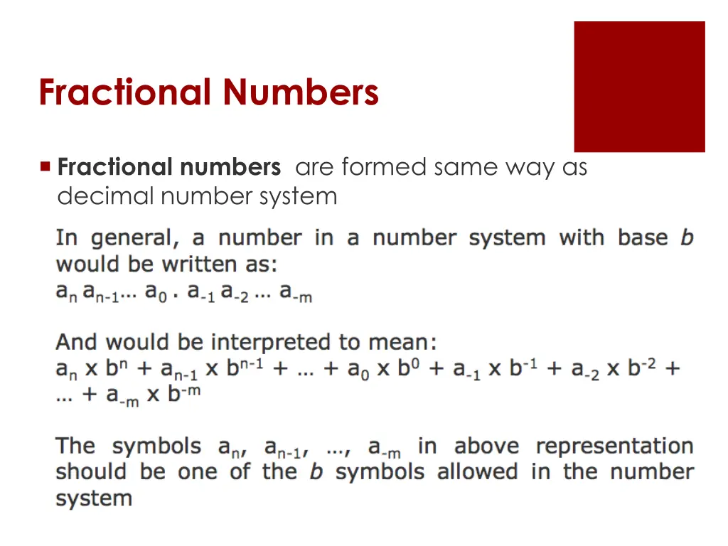 fractional numbers