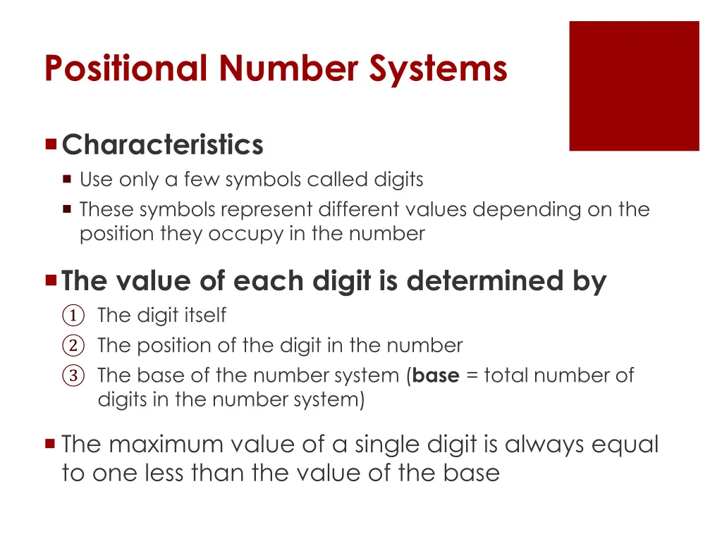 positional number systems