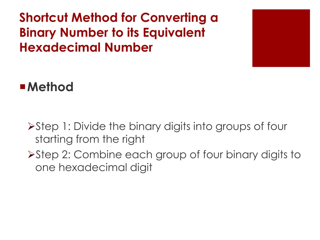 shortcut method for converting a binary number 2