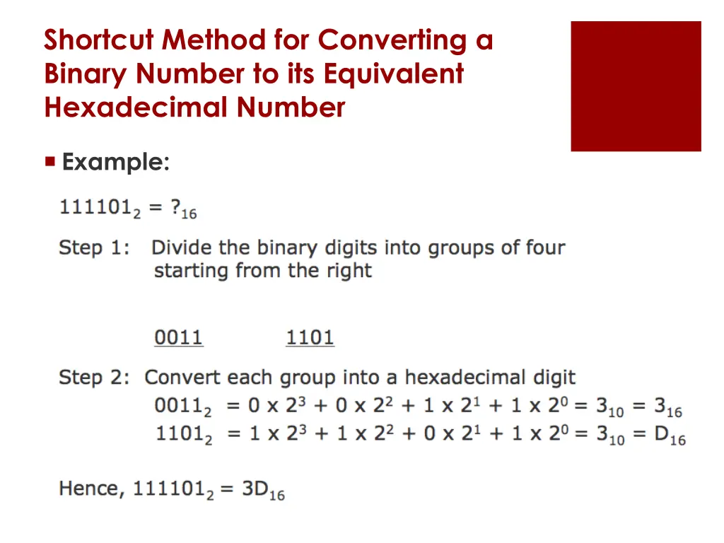 shortcut method for converting a binary number 3