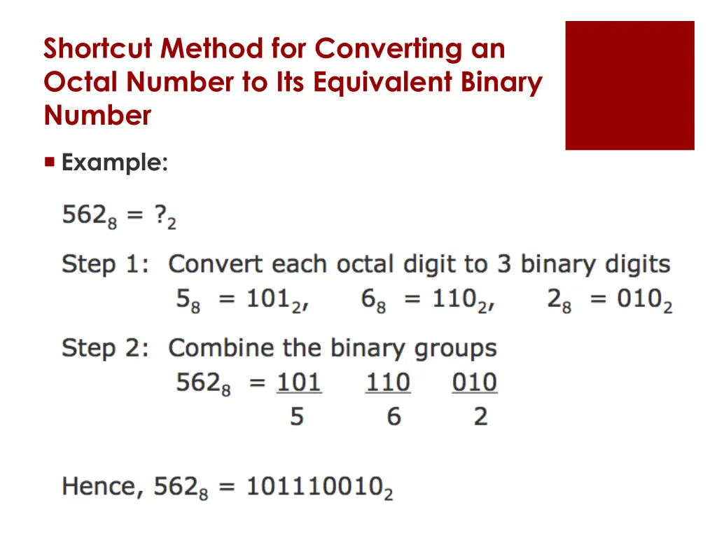 shortcut method for converting an octal number 1