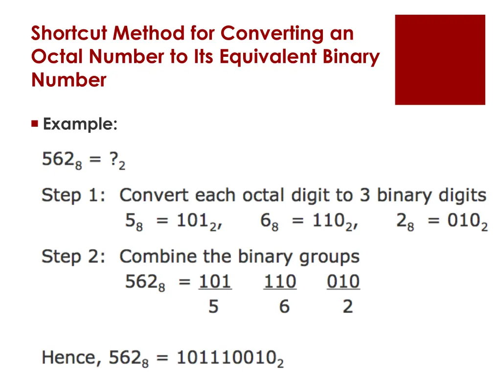 shortcut method for converting an octal number 3