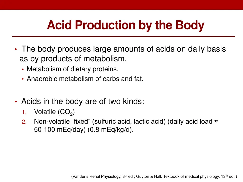 acid production by the body