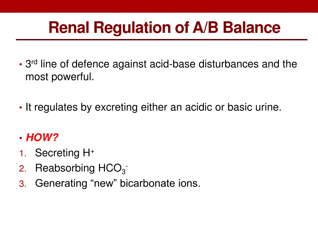 renal regulation of a b balance