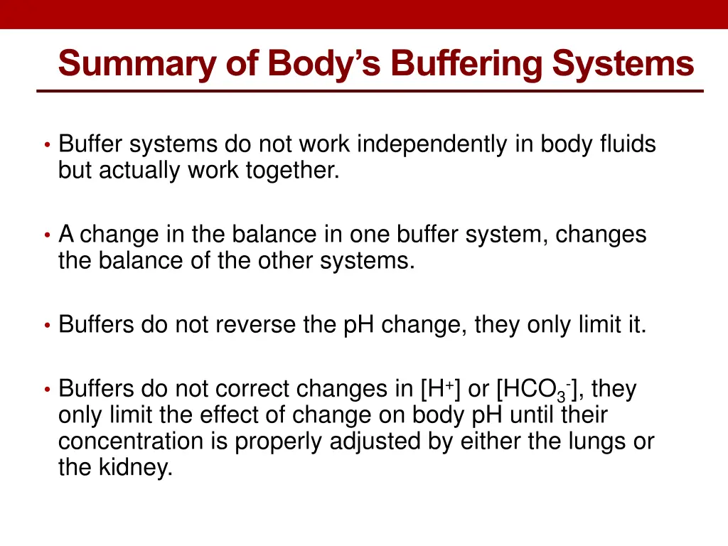 summary of body s buffering systems