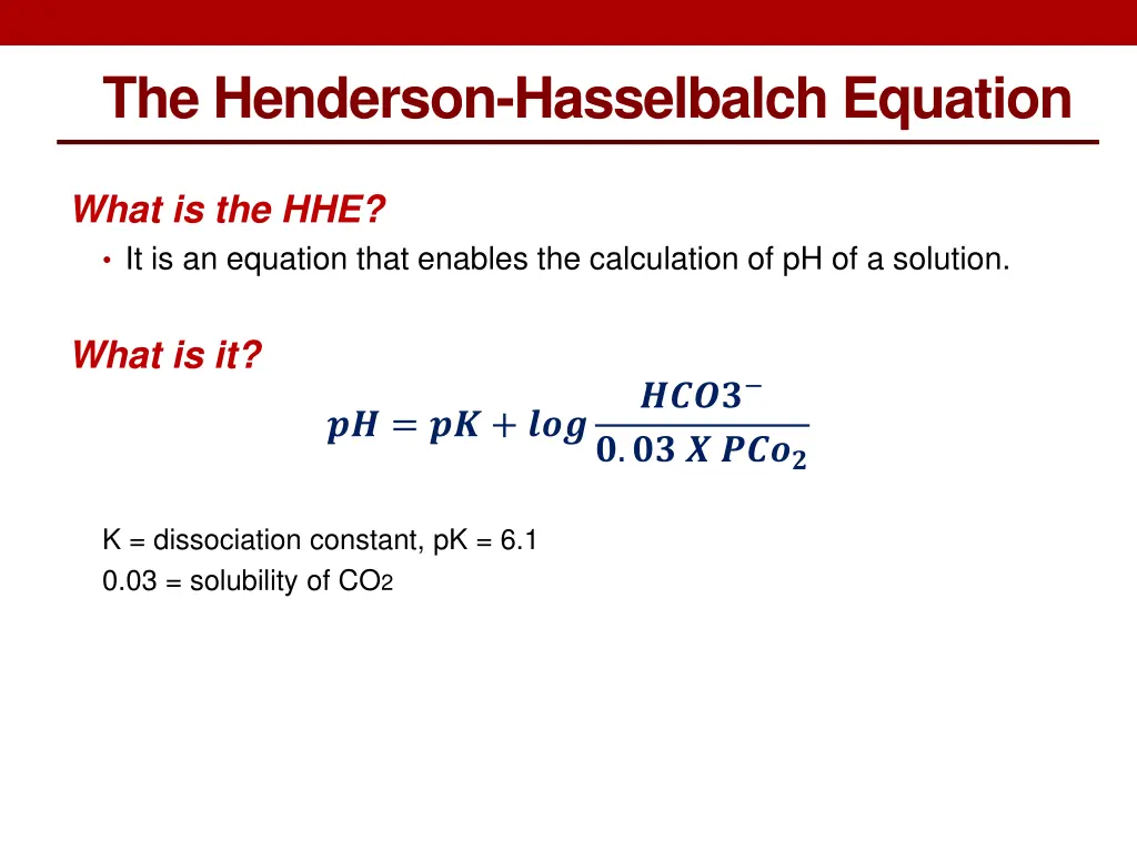 the henderson hasselbalch equation