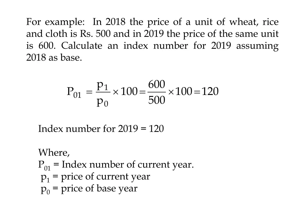 for example in 2018 the price of a unit of wheat