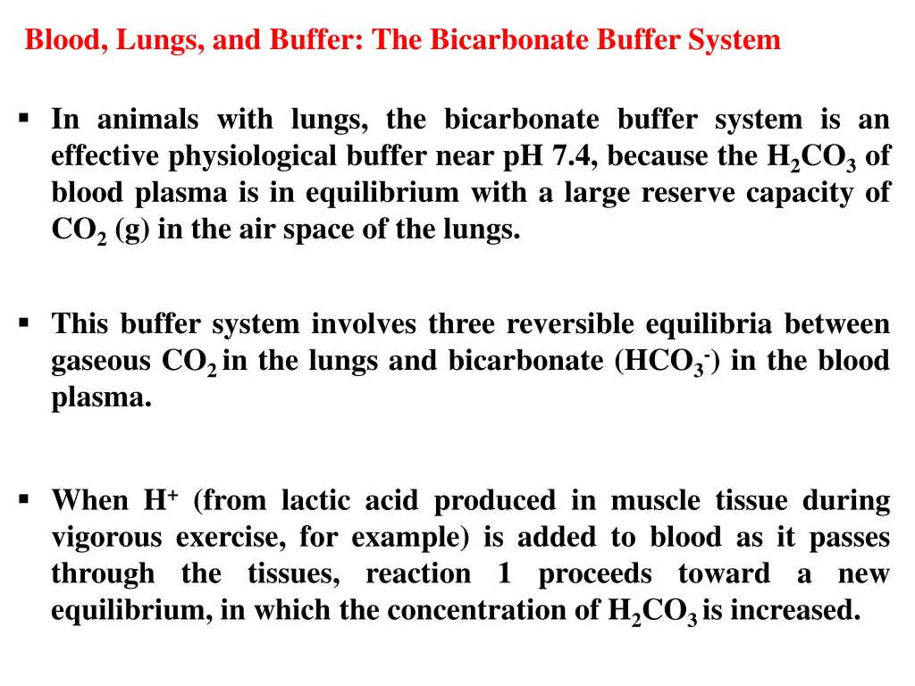 blood lungs and buffer the bicarbonate buffer