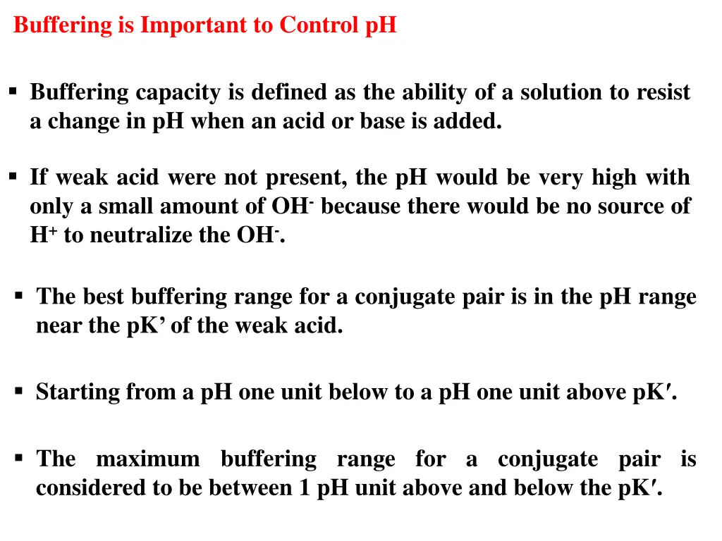 buffering is important to control ph