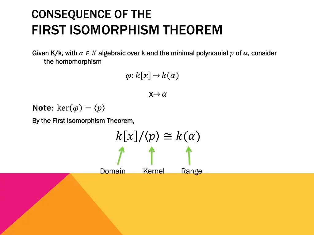 consequence of the first isomorphism theorem