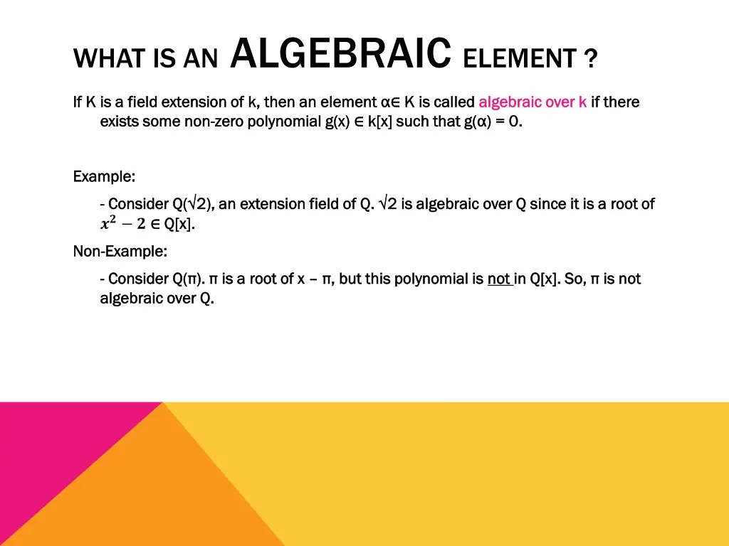 what is an algebraic element