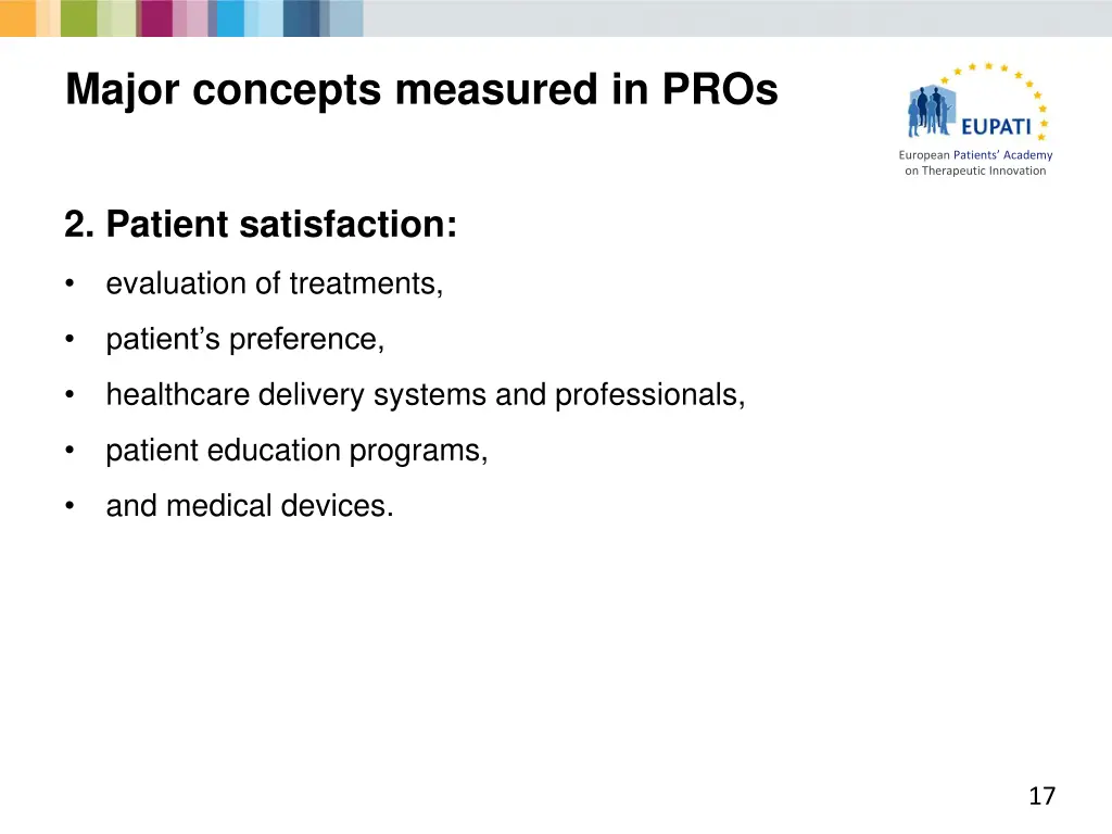 major concepts measured in pros 1