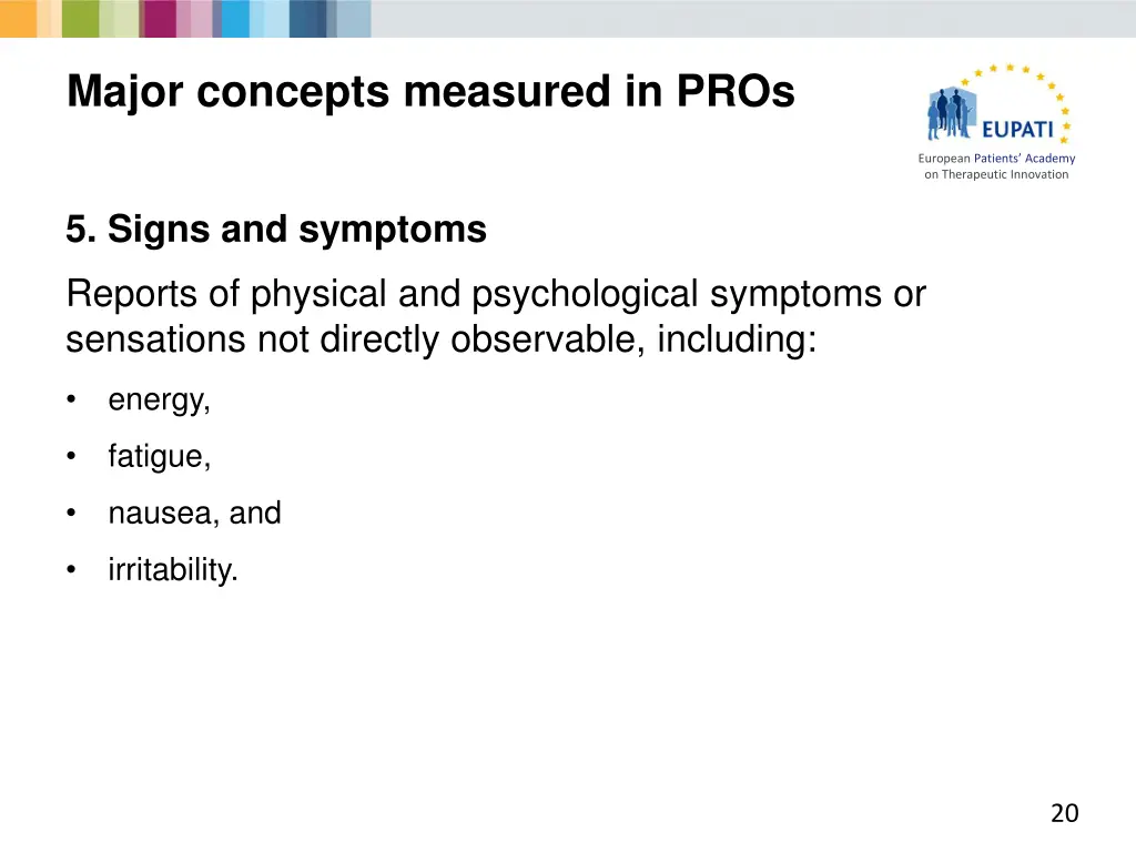 major concepts measured in pros 4