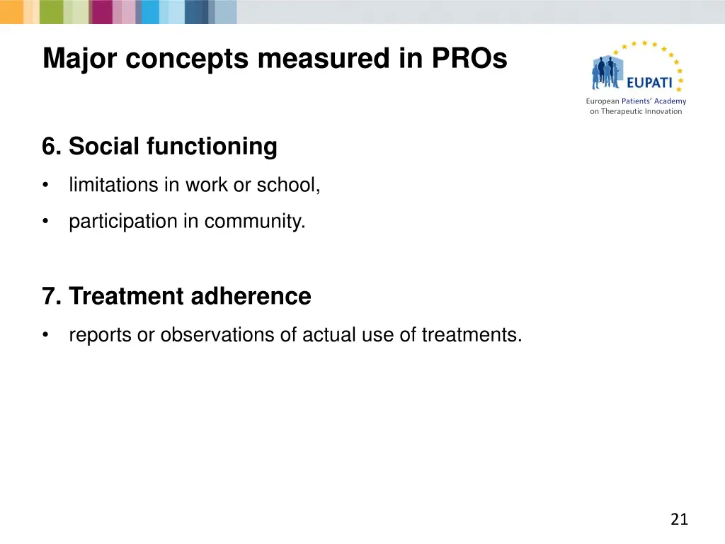 major concepts measured in pros 5