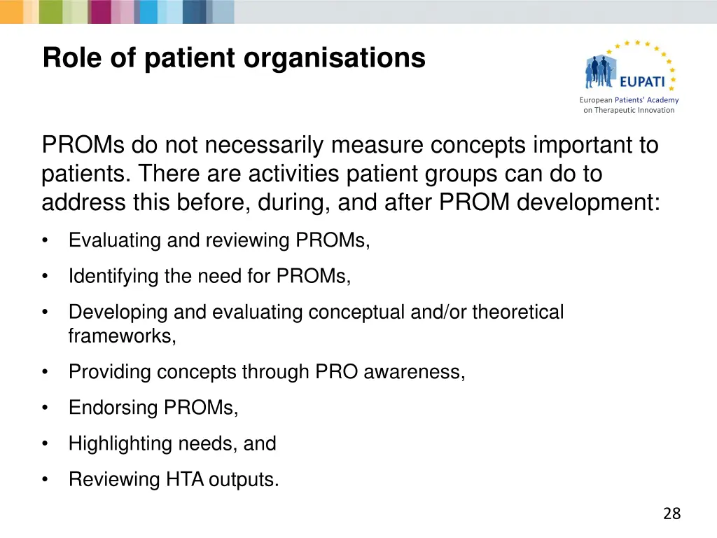 role of patient organisations