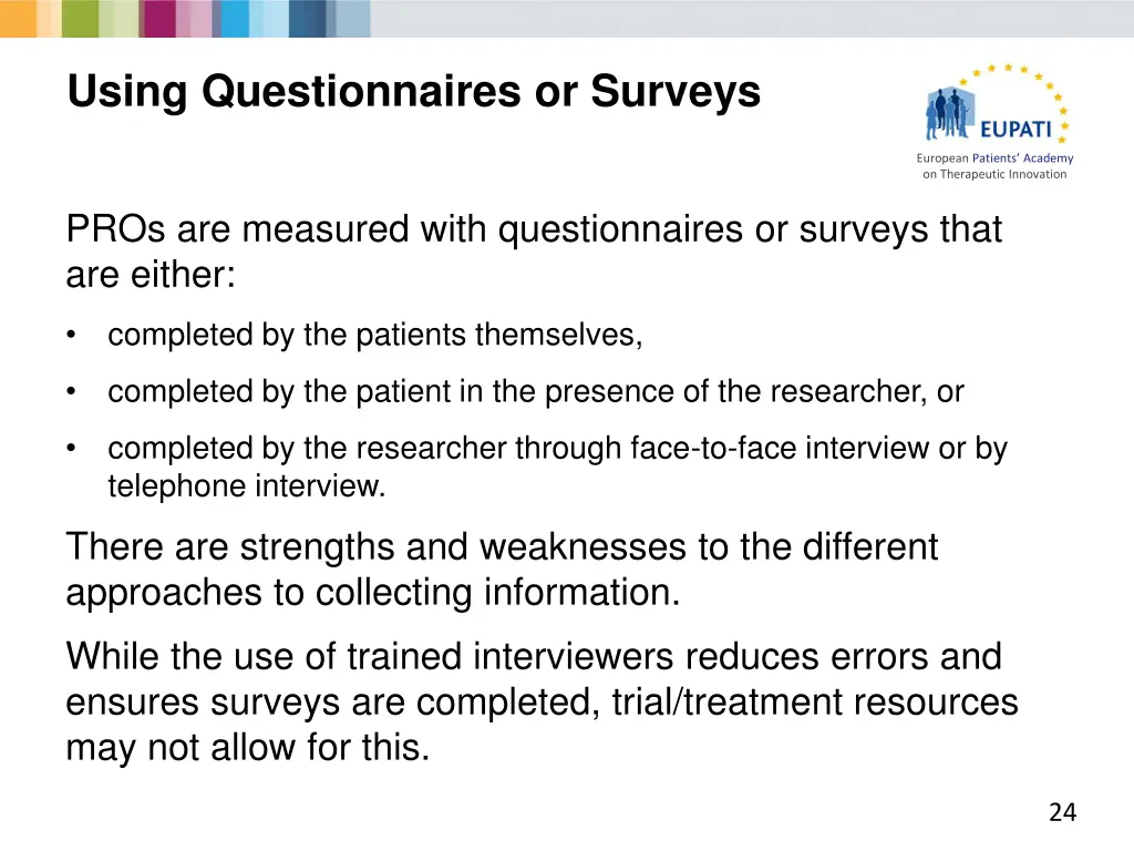 using questionnaires or surveys