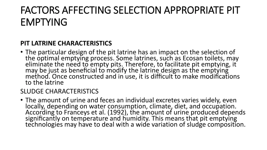 factors affecting selection appropriate