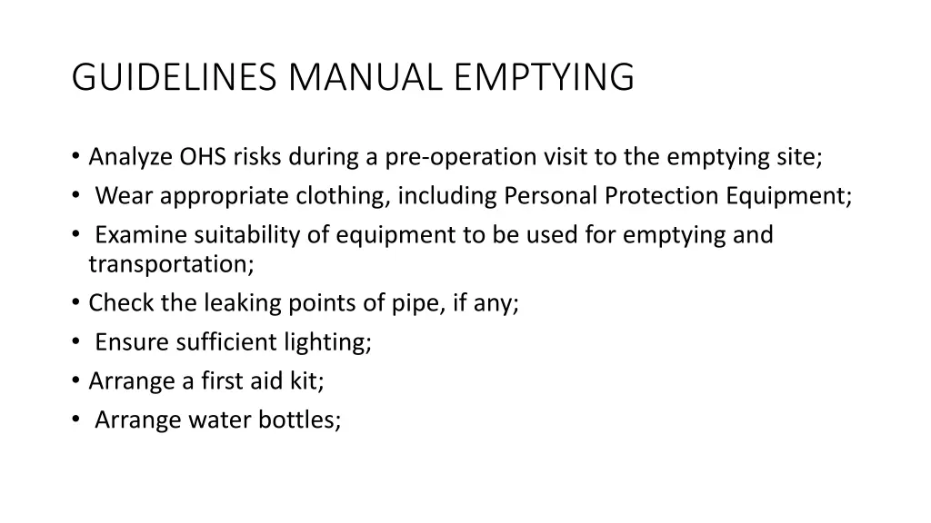 guidelines manual emptying