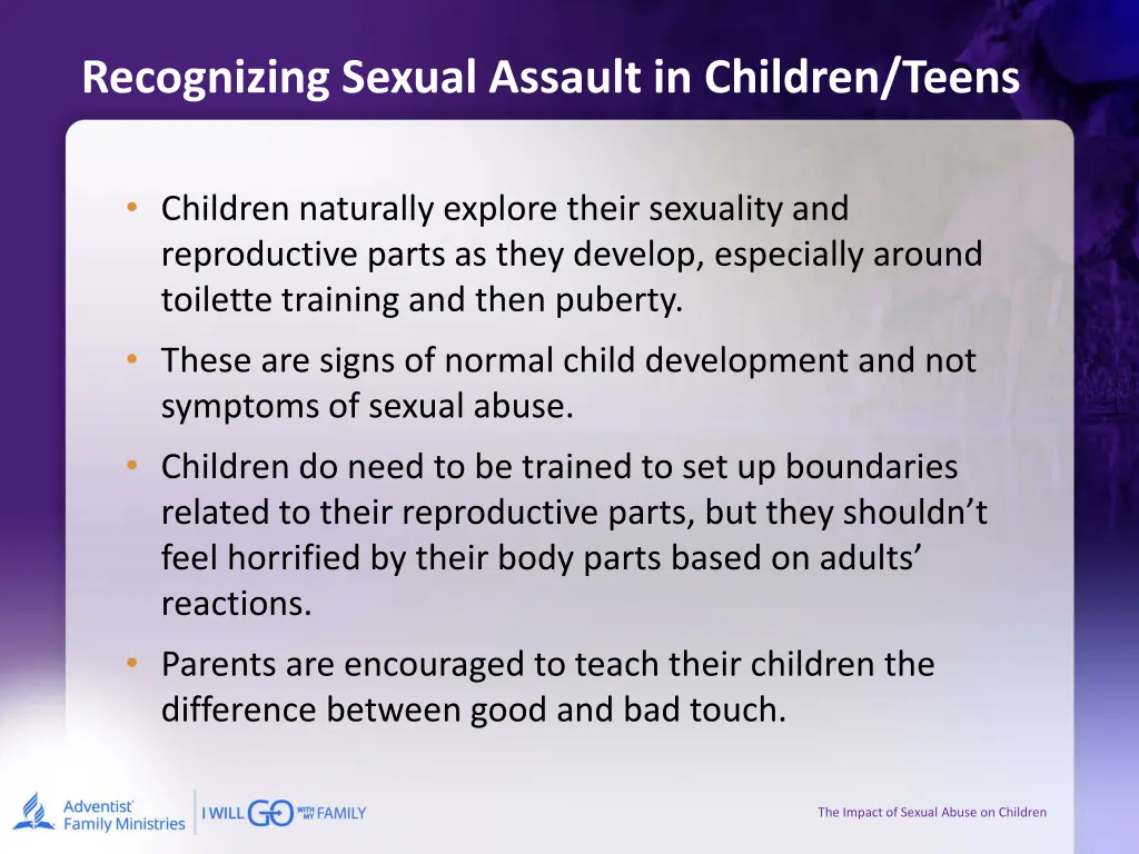 recognizing sexual assault in children teens