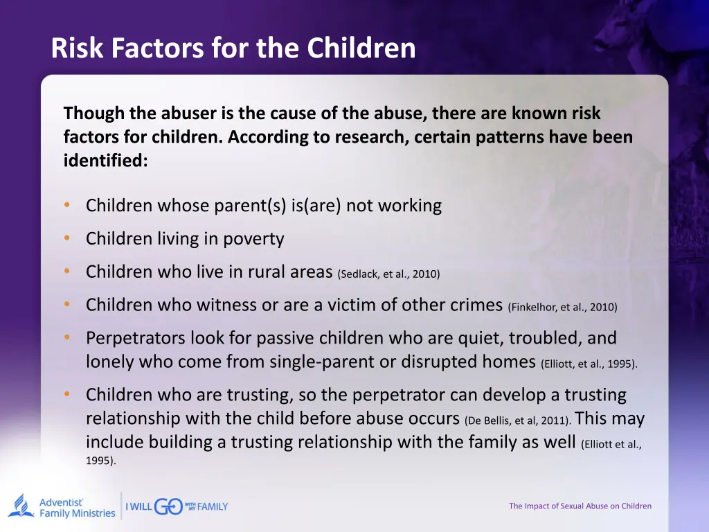 risk factors for the children