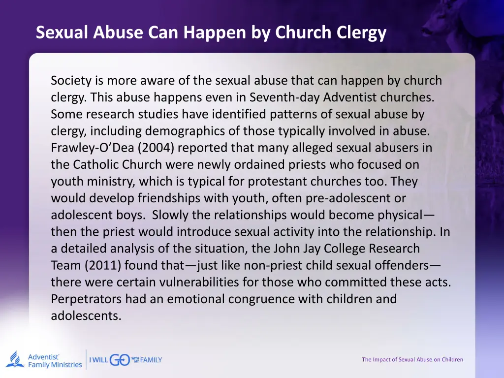 sexual abuse can happen by church clergy