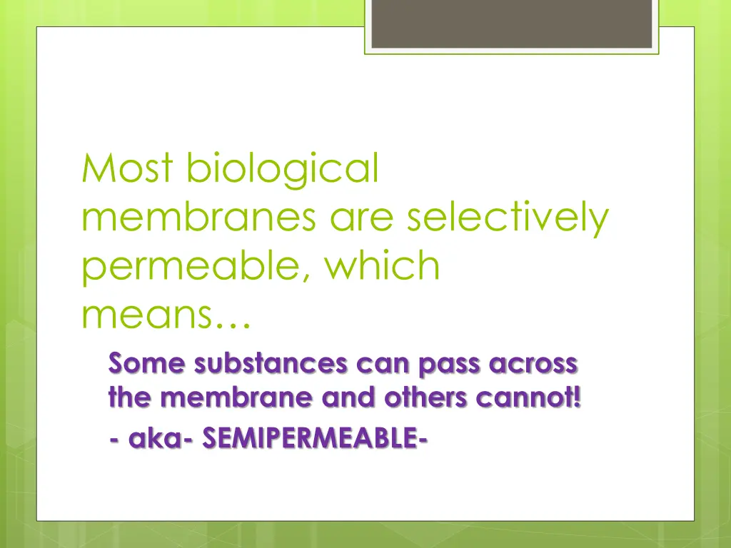 most biological membranes are selectively