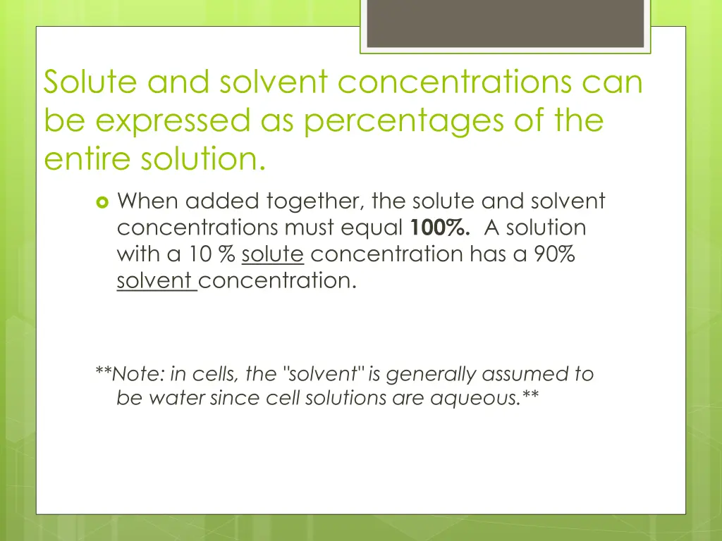 solute and solvent concentrations