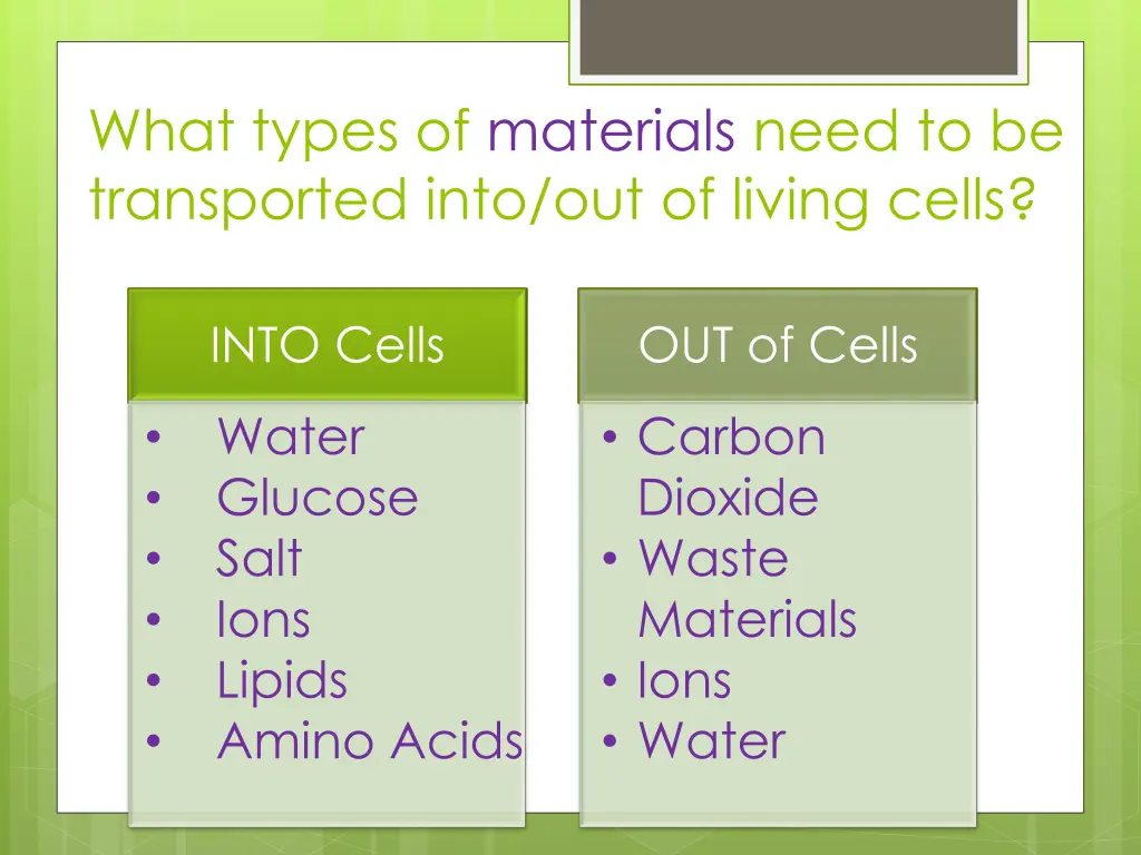 what types of materials need to be transported