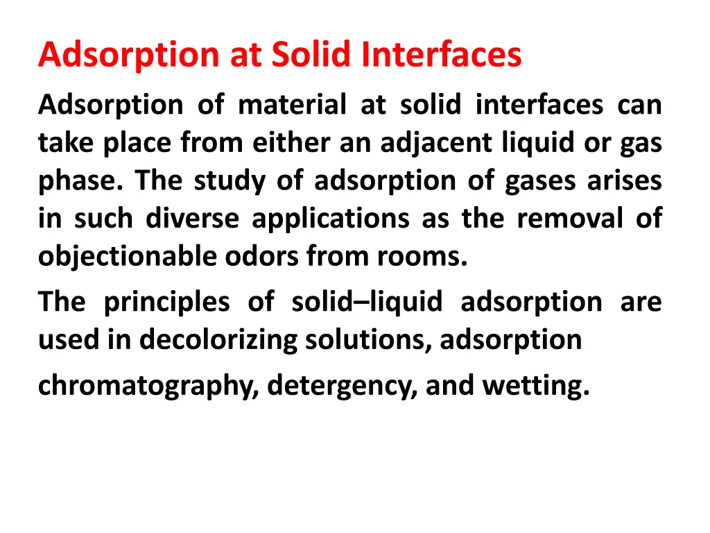 adsorption at solid interfaces adsorption