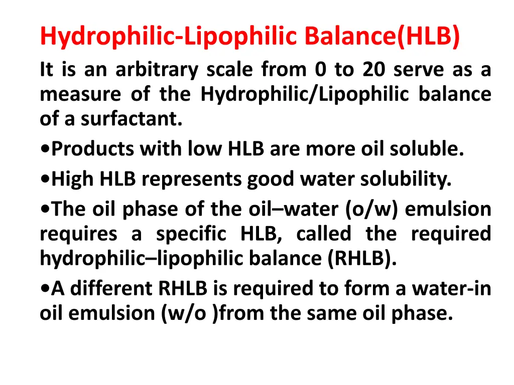 hydrophilic lipophilic balance