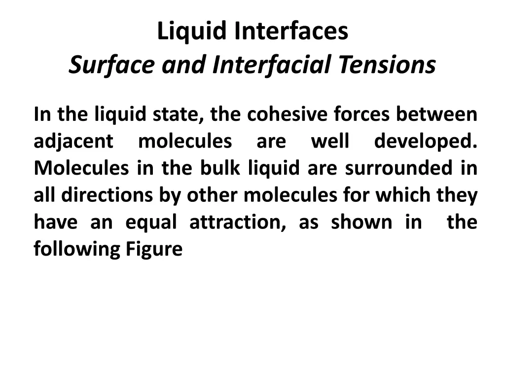 liquid interfaces surface and interfacial tensions