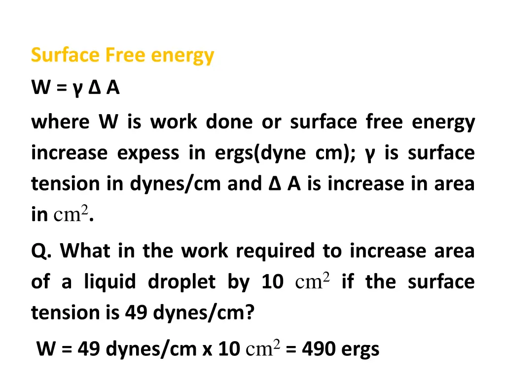 surface free energy w a