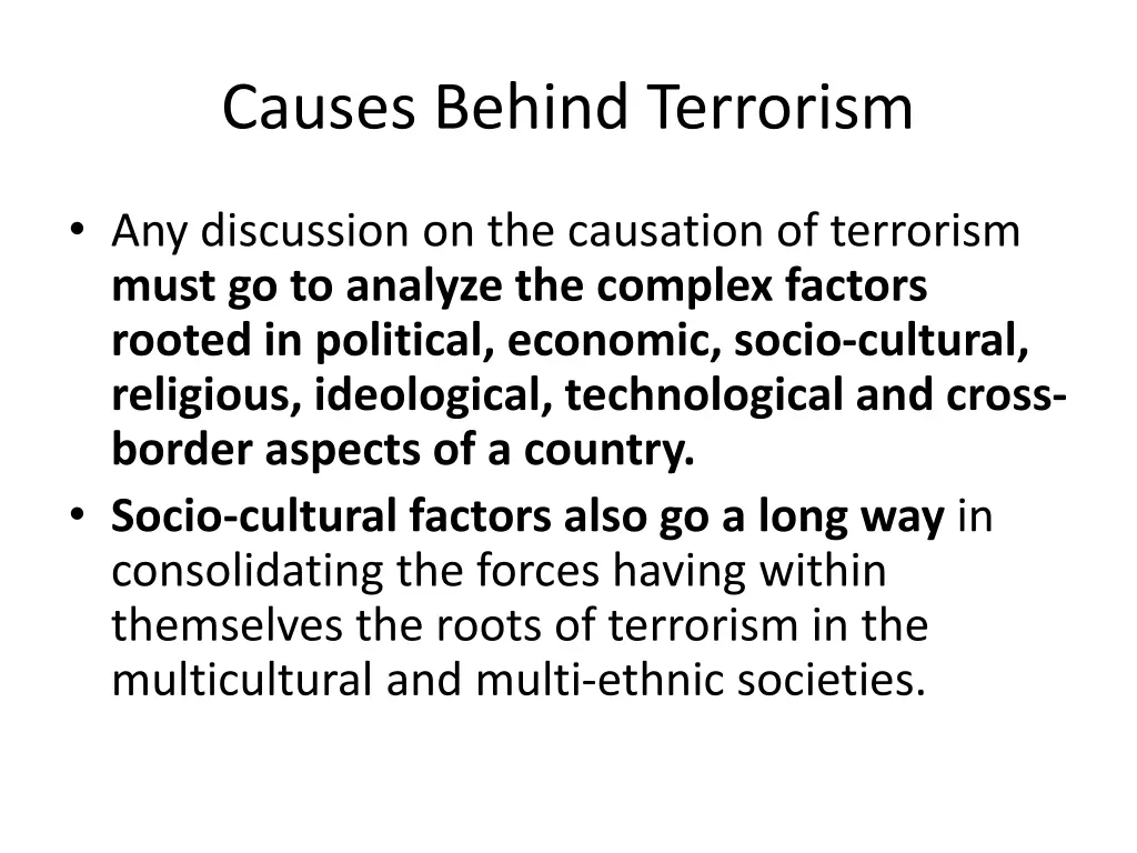 causes behind terrorism