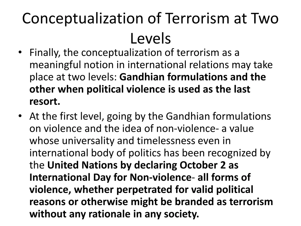 conceptualization of terrorism at two levels