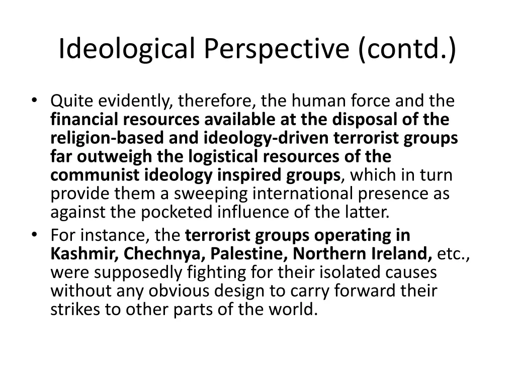 ideological perspective contd