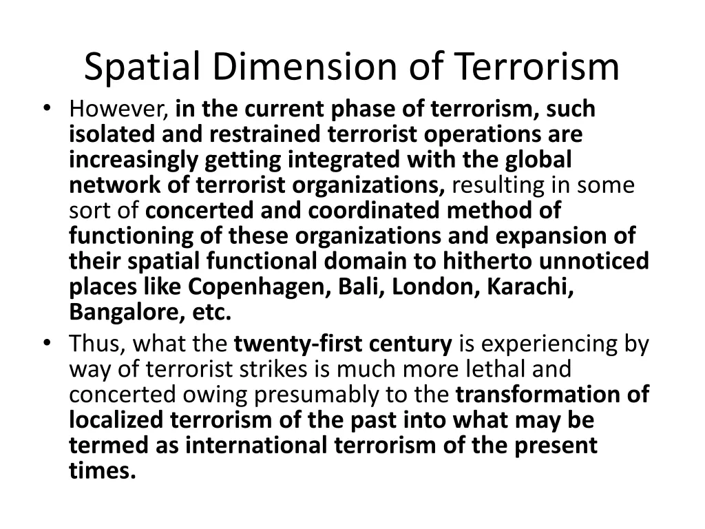 spatial dimension of terrorism however