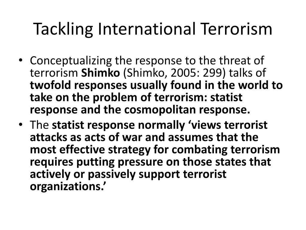 tackling international terrorism