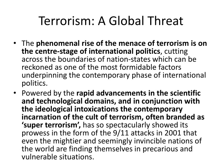 terrorism a global threat