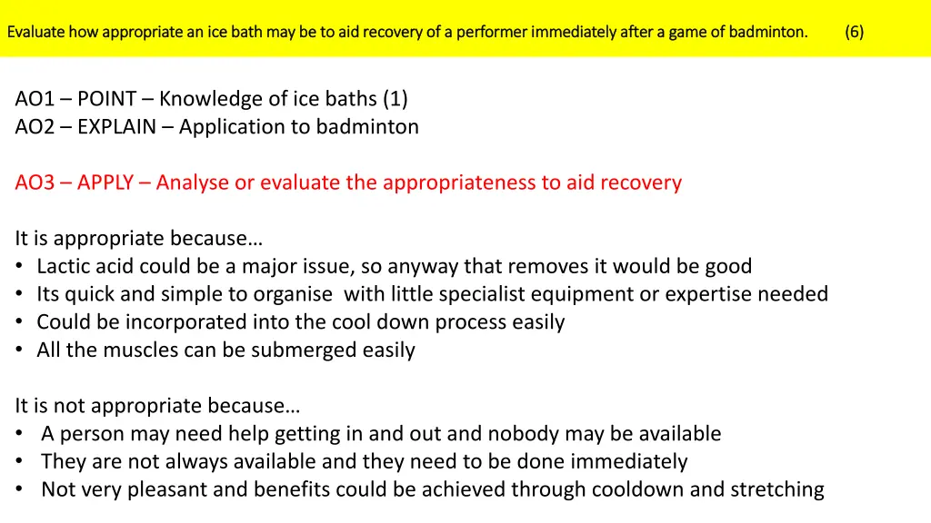 evaluate how appropriate an ice bath 3