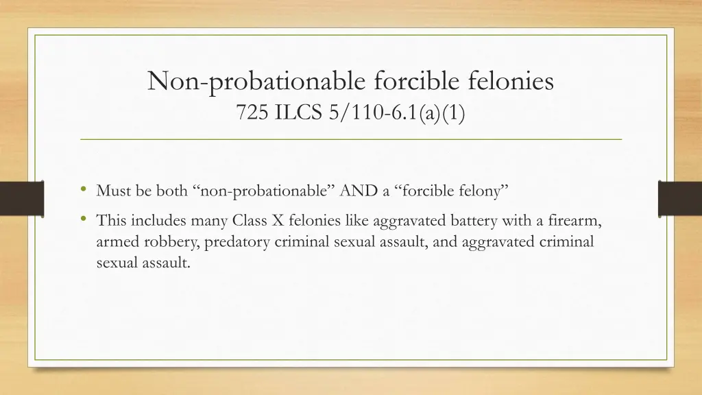 non probationable forcible felonies 725 ilcs